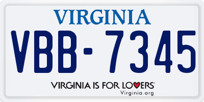 VA license plate VBB7345