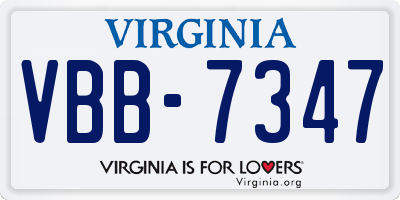 VA license plate VBB7347