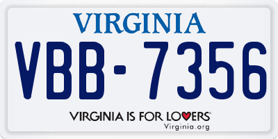 VA license plate VBB7356