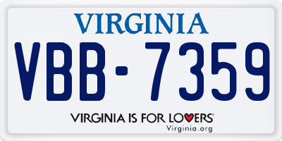 VA license plate VBB7359