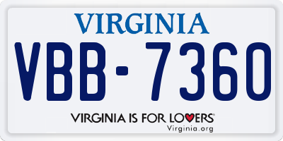VA license plate VBB7360