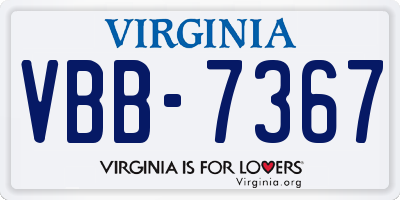 VA license plate VBB7367