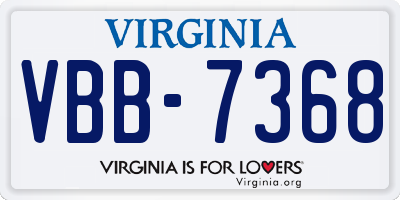 VA license plate VBB7368