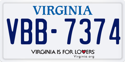VA license plate VBB7374