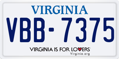 VA license plate VBB7375