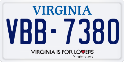 VA license plate VBB7380