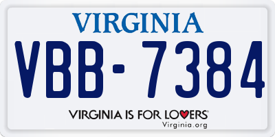 VA license plate VBB7384