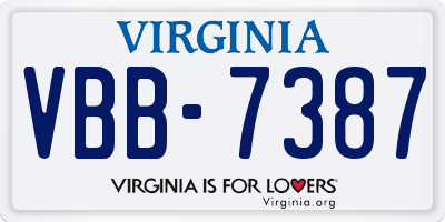 VA license plate VBB7387