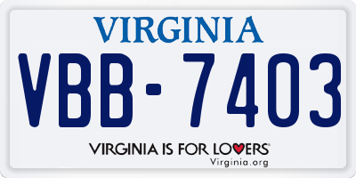 VA license plate VBB7403