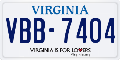 VA license plate VBB7404