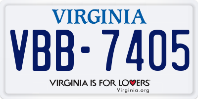 VA license plate VBB7405