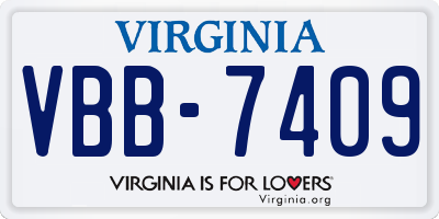 VA license plate VBB7409