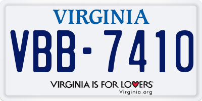 VA license plate VBB7410