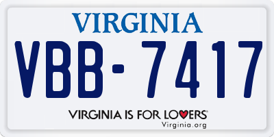 VA license plate VBB7417