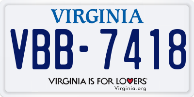 VA license plate VBB7418