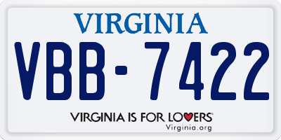 VA license plate VBB7422