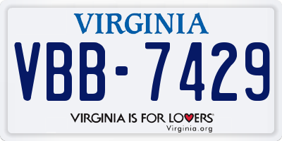 VA license plate VBB7429