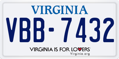 VA license plate VBB7432