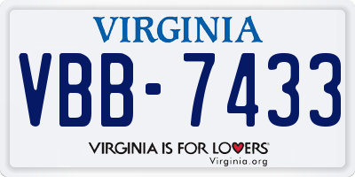 VA license plate VBB7433