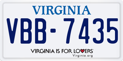 VA license plate VBB7435