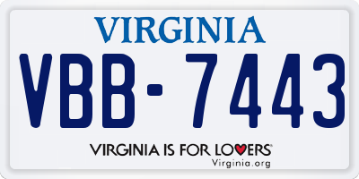 VA license plate VBB7443