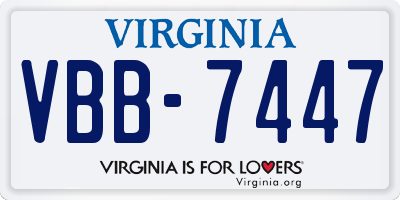 VA license plate VBB7447