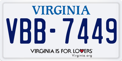 VA license plate VBB7449