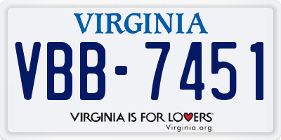 VA license plate VBB7451