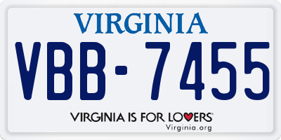 VA license plate VBB7455