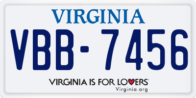 VA license plate VBB7456