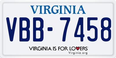 VA license plate VBB7458