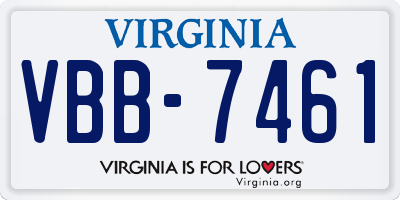 VA license plate VBB7461