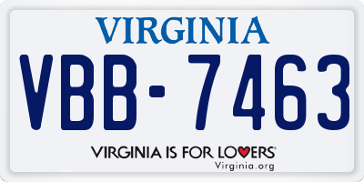 VA license plate VBB7463