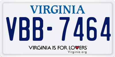 VA license plate VBB7464
