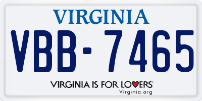 VA license plate VBB7465