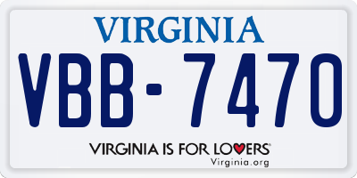 VA license plate VBB7470
