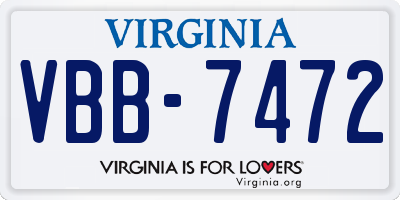 VA license plate VBB7472