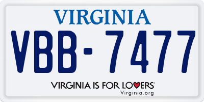 VA license plate VBB7477