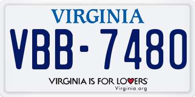 VA license plate VBB7480