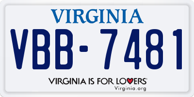 VA license plate VBB7481