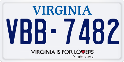 VA license plate VBB7482