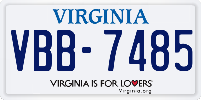 VA license plate VBB7485