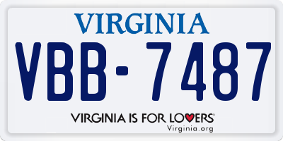 VA license plate VBB7487