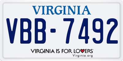VA license plate VBB7492
