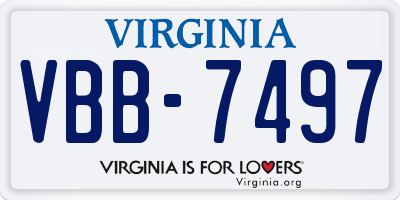 VA license plate VBB7497