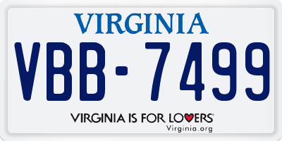 VA license plate VBB7499