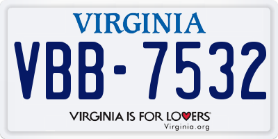 VA license plate VBB7532