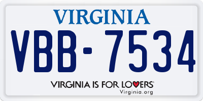VA license plate VBB7534