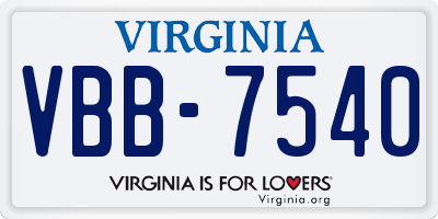 VA license plate VBB7540