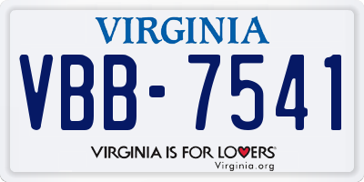 VA license plate VBB7541